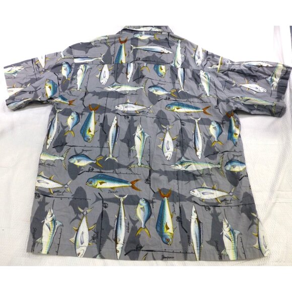 AOP Koko Island XL All Over Fish Print Mens Short Sleeve Button Up Shirt USA - Picture 2 of 9